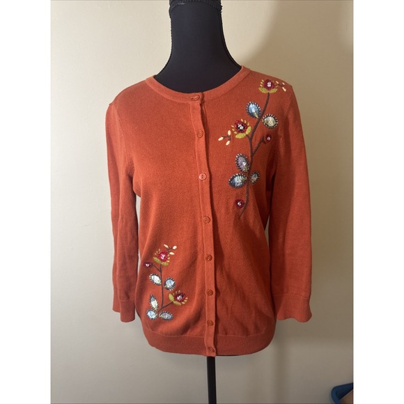 Christopher And Banks Sweaters - Christopher‎ & Banks Embroidered And Beaded Cardigan Womens Small Boho Folk
